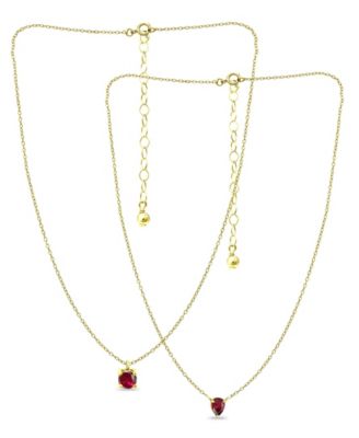 Created Ruby Pendant Set, 2 Piece