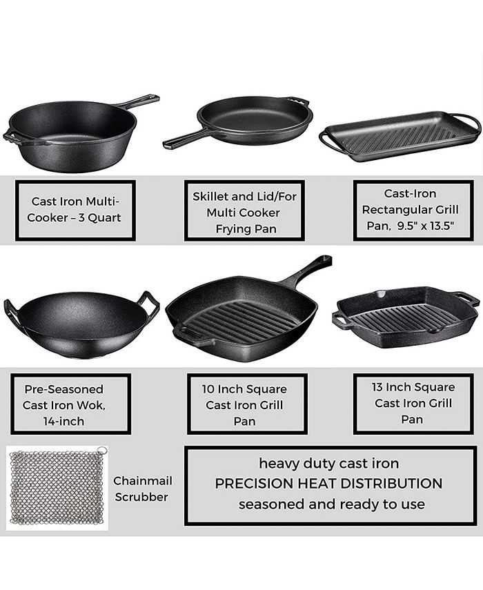 Bruntmor Pre Seasoned Cast Iron 7 Piece Bundle Gift Set Macy's