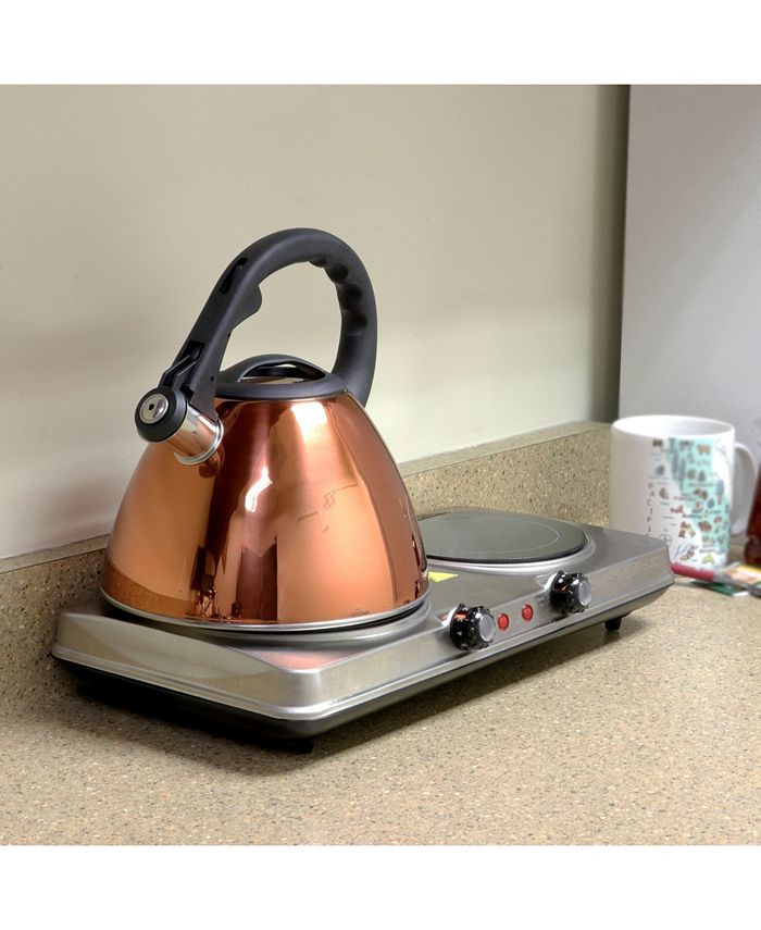 Mr. Coffee Clarendon 2.6 Quart Whistling Stovetop Tea Kettle in Copper
