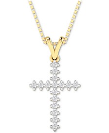 Diamond Cross 18" Pendant Necklace (1/10 ct. t.w.) in Gold-Plated Sterling Silver, Rose Gold-Plated Sterling Silver or Sterling Silver