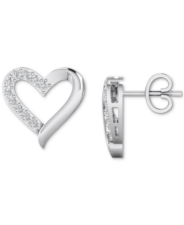 Macy's - Diamond Heart Stud Earrings (1/4 ct. t.w.) in Sterling Silver