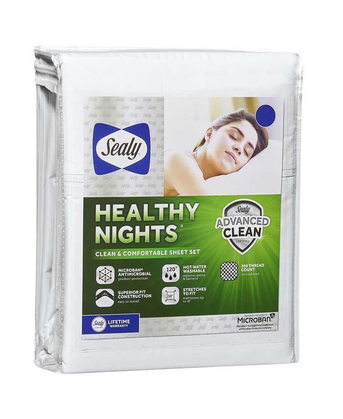 Sealy Healthy Nights 4 Piece Clean and Comfortable Sheet Set, Queen