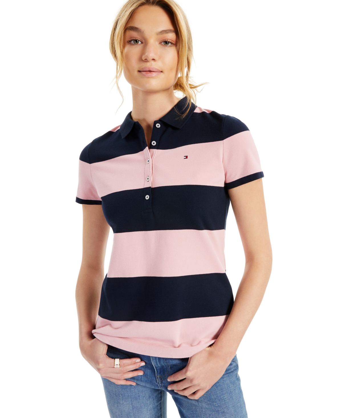 Tommy Hilfiger Women's Striped Pique Polo Shirt