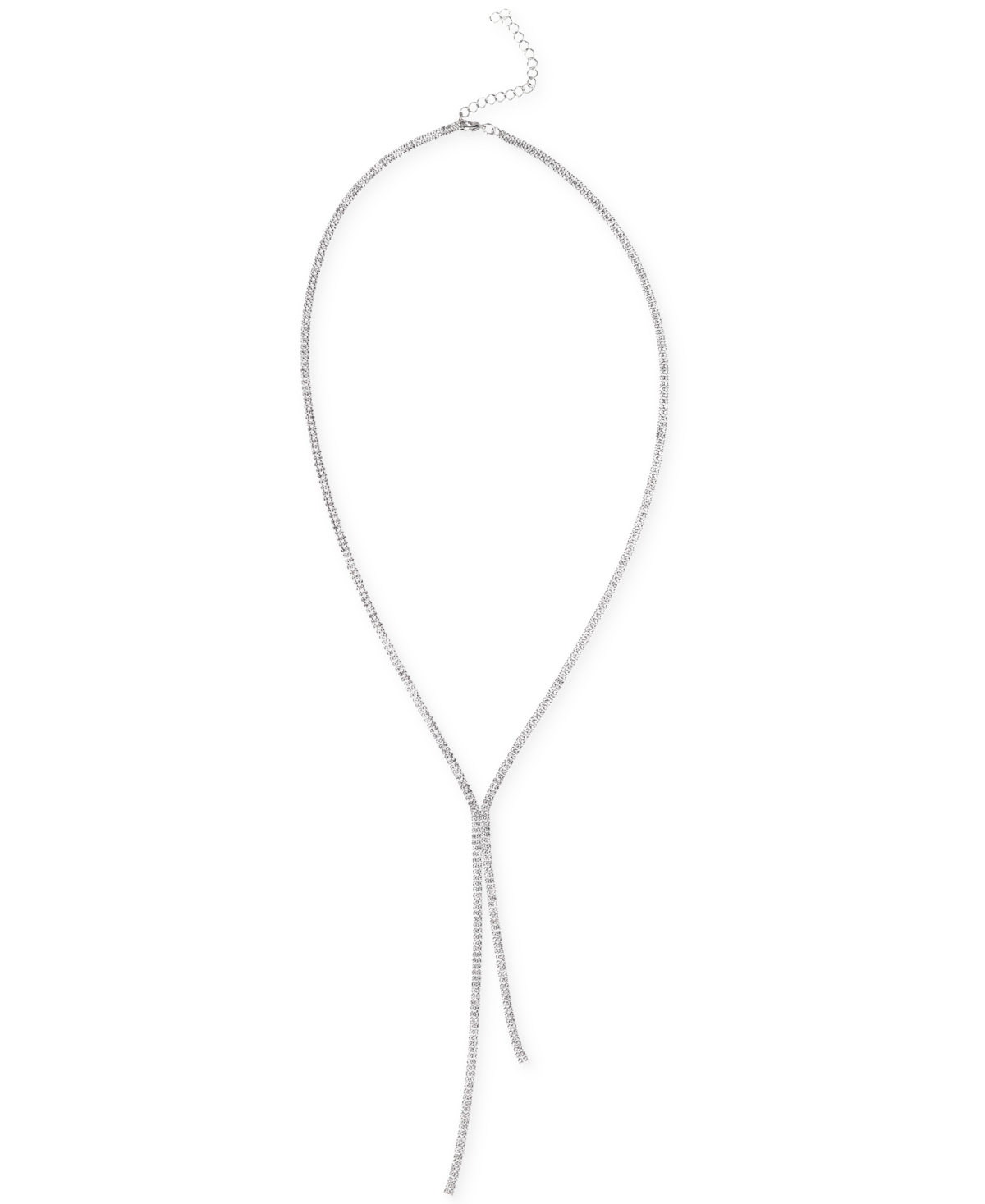 Shop Inc International Concepts Silver-tone Rhinestone Long Lariat Necklace, 28" + 3" Extender, Created For Macy's