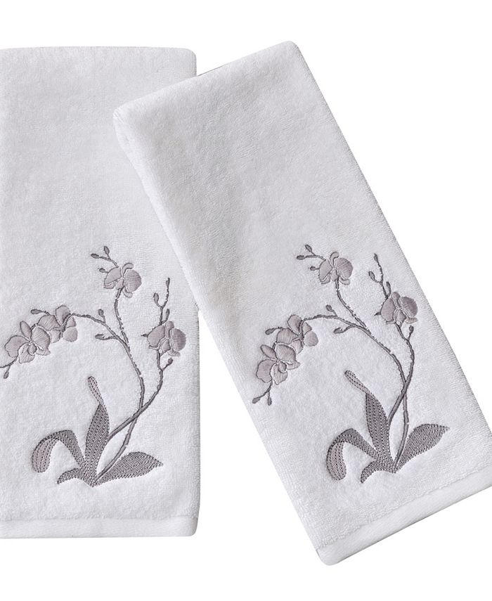 Embroidered Hand Towel - White Hand Towel with Floral Embroidery