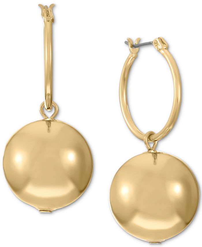 Alfani GoldTone Ball Charm Hoop Earrings, Created for Macy's Macy's