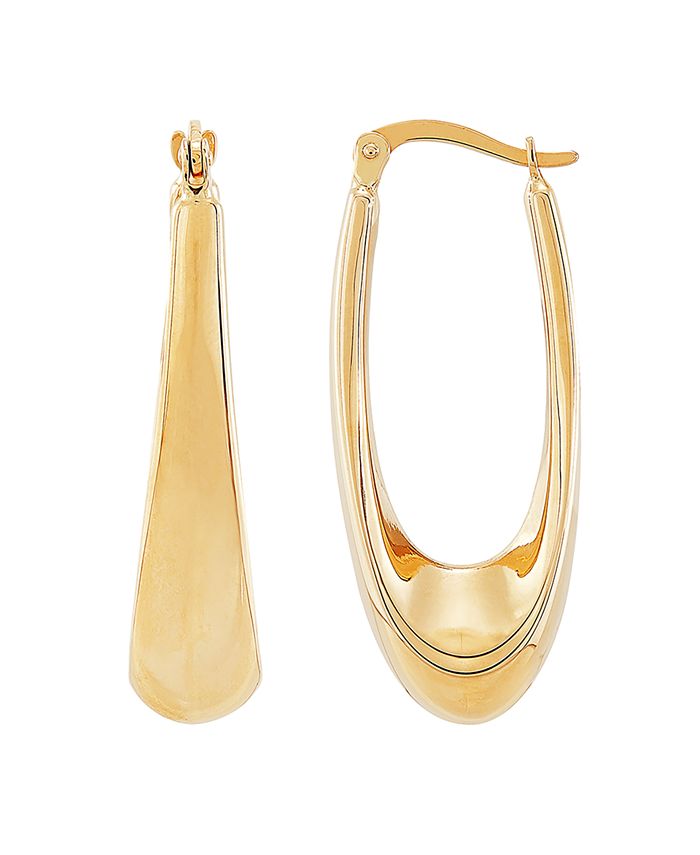Macy's Polished Oval Back to Back Hoop Earrings in 14K Yellow Gold Macy's