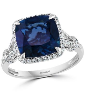EFFY Collection - London Blue Topaz (5-1/3 ct. t.w.) & Diamond (1/4 ct. t.w.) Statement Ring in 14k White Gold