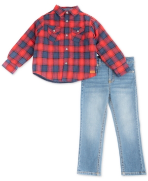 7 for All Mankind Baby Boys 2-Piece Plaid Shirt & Jeans Set