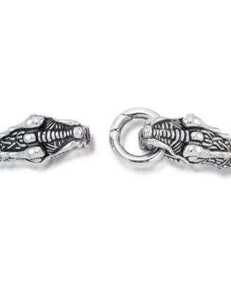 Men's Dragon Head Leather Bracelet in Stainless Steel