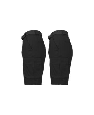 Men's Flat Front Belted Cotton Cargo Shorts, Pack of 2