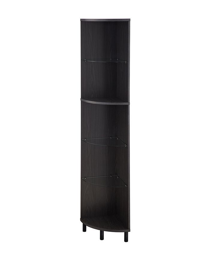 Glass top corner bookshelf