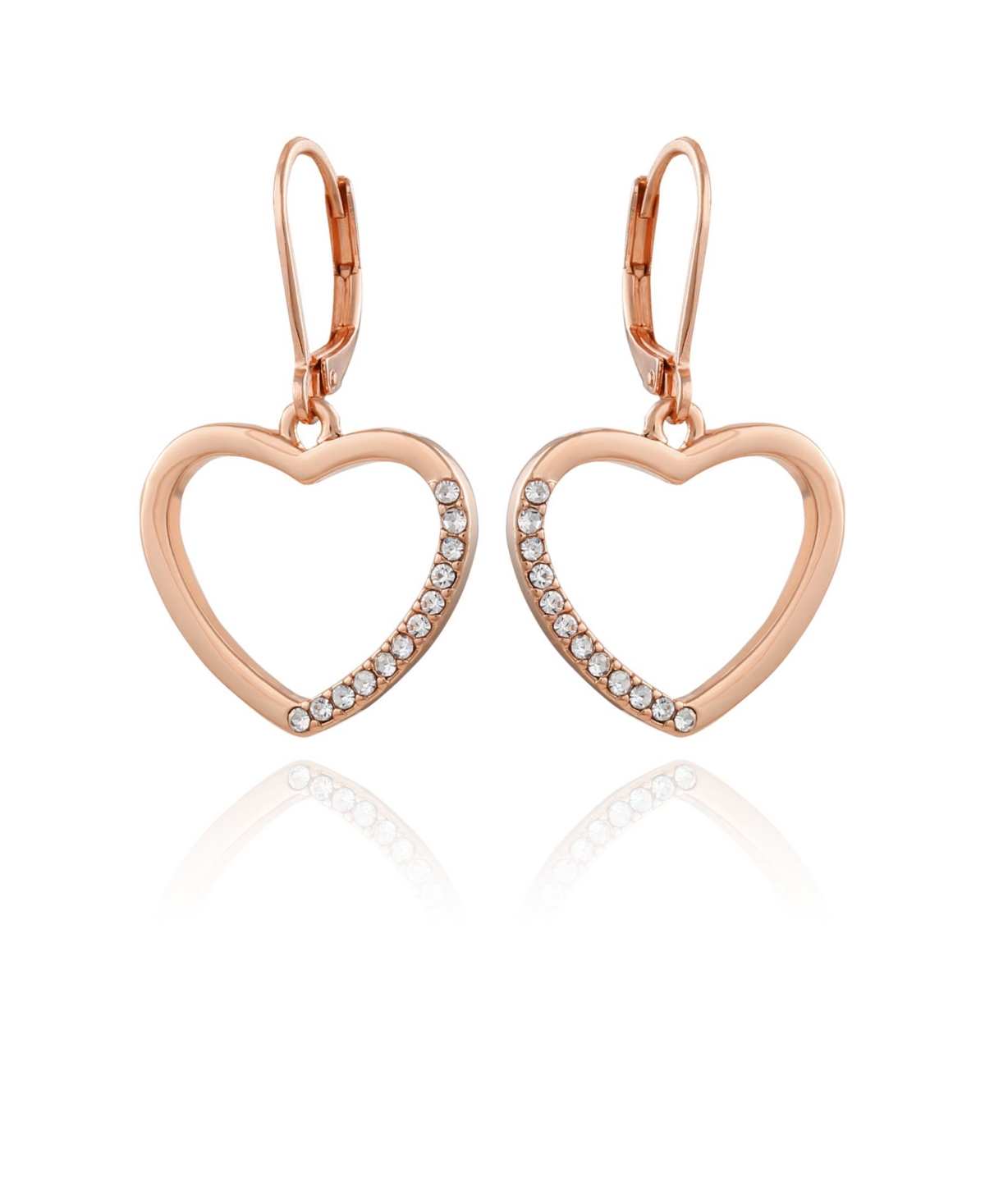 Women's Pave Heart Drop Earring - Rose Gold
