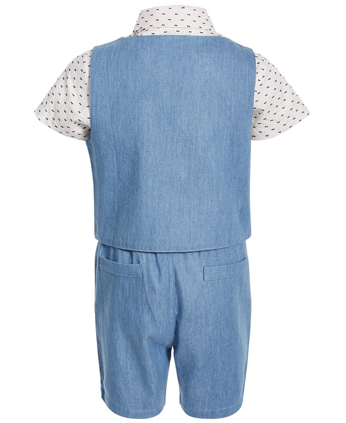 First Impressions Toddler Boys Chambray Cotton Vest, Shorts & Shirt Set, Created for Macy's Macy's