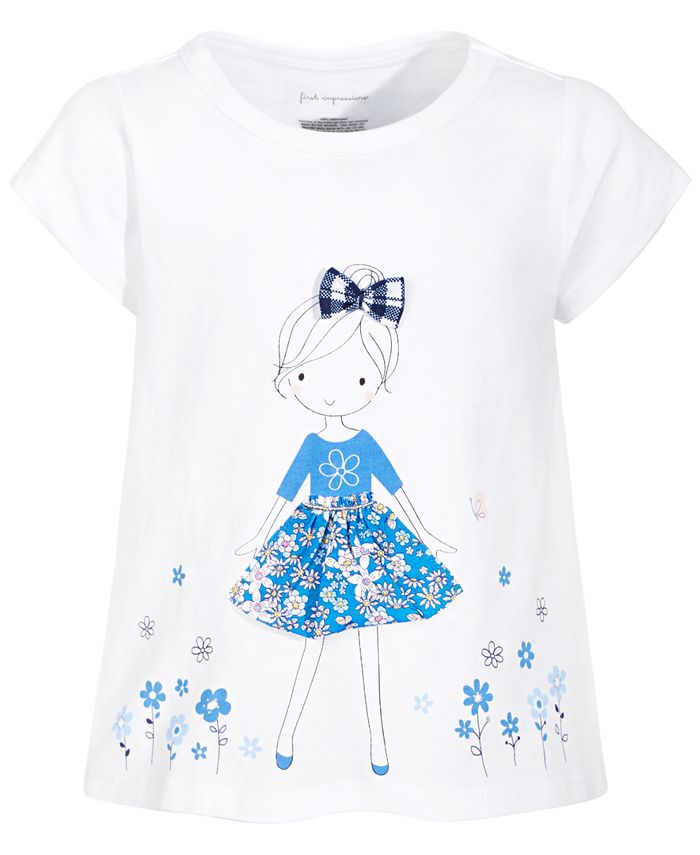 First Impressions Baby Girls Cotton Blue Girl T-Shirt, Created for Macy ...