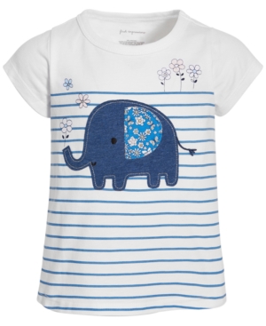 First Impressions Baby Girls Cotton Striped Elephant T-Shirt Created for Macy's