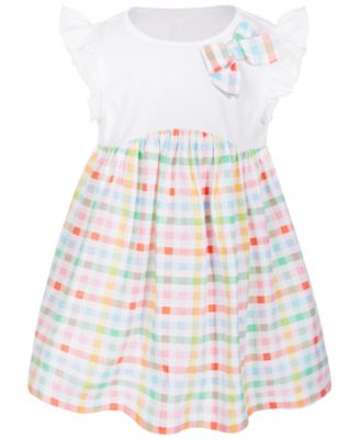 First Impressions - Baby Girls Rainbow Gingham Cotton Dress