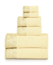 Warm Beige Mini Waffle with Striped Edge Cotton Bath Towel - Anaya