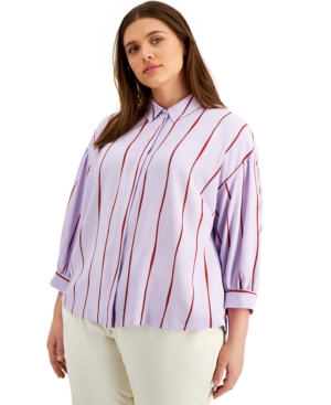 Alfani Plus Size Striped Shirt, Created For Macy's In Air Stripe
