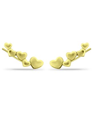 Heart Ear Crawler Earrings in 18k Gold Over Sterling Silver or Sterling Silver