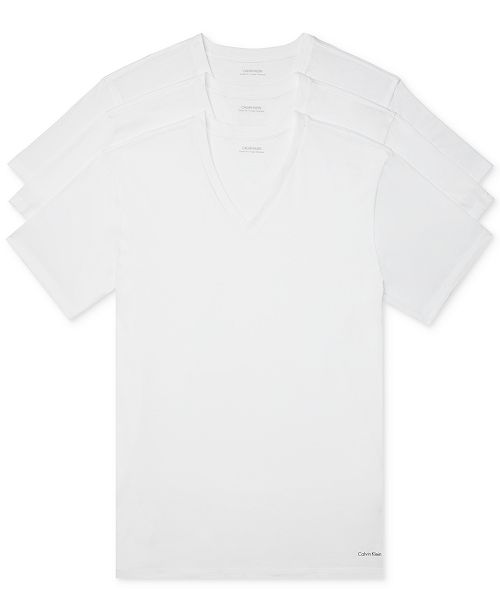 alfani Calvin Klein Men's 3-Pack Cotton Classics Short-Sleeve V-Neck Undershirts Men's Fashion & Accessories