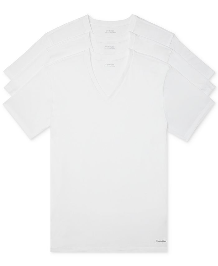 Men\'s V-Neck Macy\'s Short-Sleeve - Undershirts 3-Pack Klein Cotton Calvin Classics