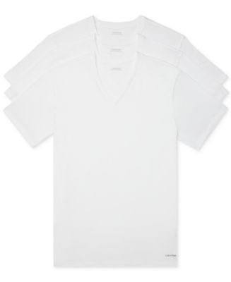 Classics - V-Neck 3-Pack Klein Men\'s Undershirts Short-Sleeve Macy\'s Cotton Calvin