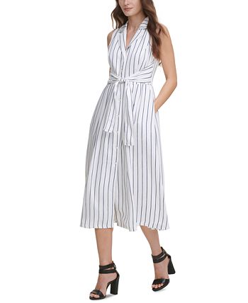 DKNY Belted Striped Shirtdress - Macy's