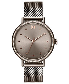 Women's Crystal Dot Taupe-Tone Mesh Bracelet Watch 36mm