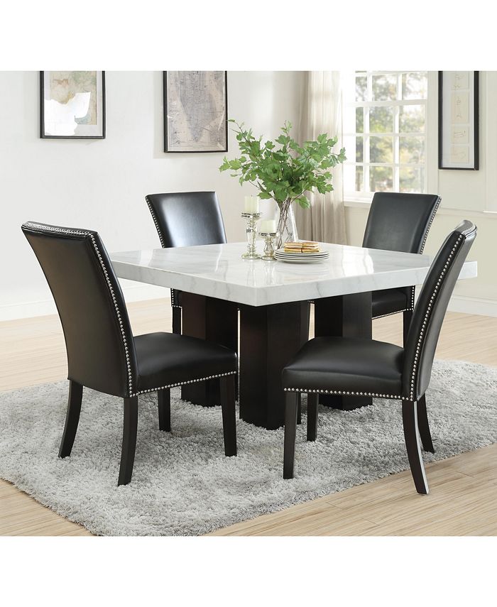 Furniture Camila Square Dining Table and Black Dining Chair 5Piece Set