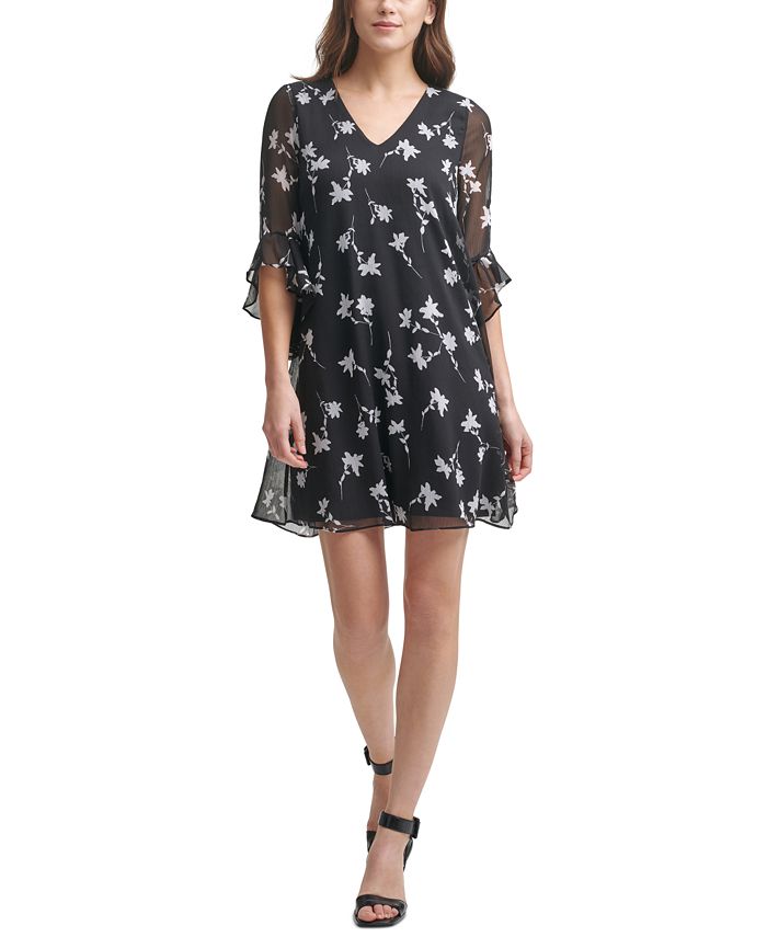 Calvin klein ruffle collar dress new arrivals