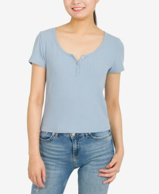 Hippie Rose - Juniors' Short-Sleeve Henley Top