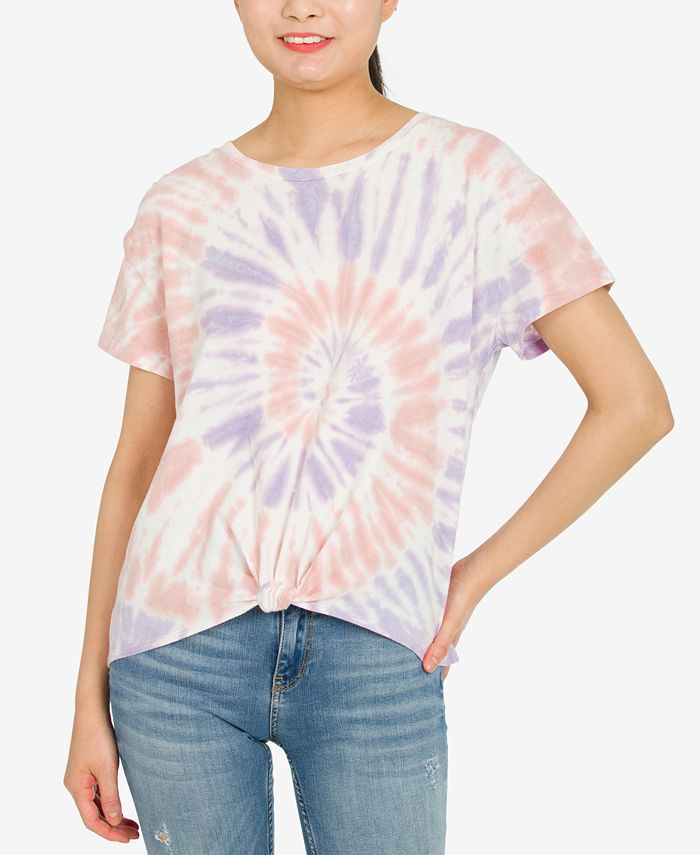 Hippie Rose Juniors' Twist-Front Cotton T-Shirt - Macy's