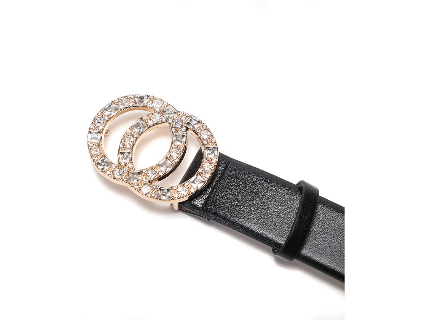 Женский ремень I.N.C. International Concepts Double-Circle Rhinestone, цвет: Чёрный / Серебряный — фото 4