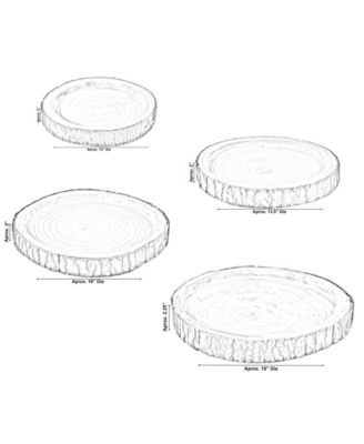 Wood Tree Bark Indented Display Tray Serving Plate Platter Charger, Set of 4