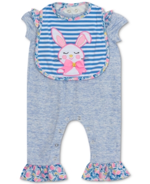 Rare Editions Baby Girls 2-Pc Bunny Coverall & Bib Set