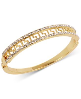 Photo 1 of Charter Club Greek Key Gold-Tone Crystal Filigree Bangle Bracelet,