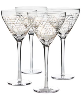 Gold Decal Martini Glasses, Set of 4, Created for Macy's