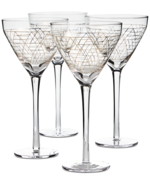 Hotel Collection Gold Decal Martini Glasses, Set Of 4, Created For Macy's In Clear