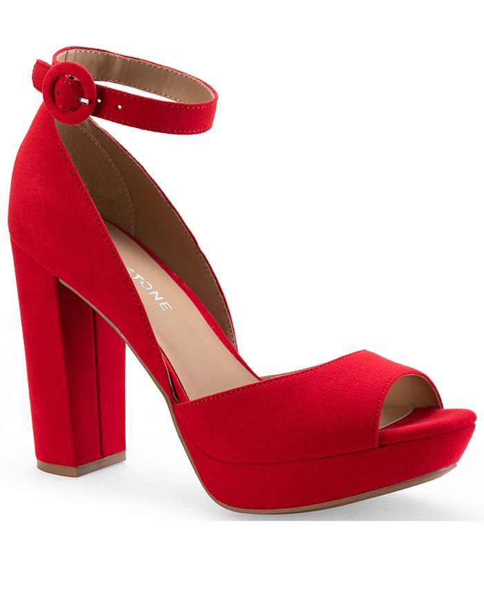Sun + Stone Reeta Block-Heel Platform Sandals, Created for Macy's - Red - Size 5M