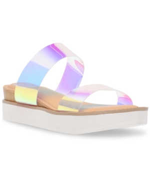 Dv Dolce Vita Nilo Two-band Sport Slides Women's Shoes In Iridescent
