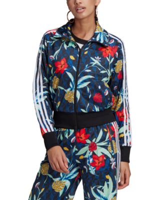 adidas blue floral track jacket