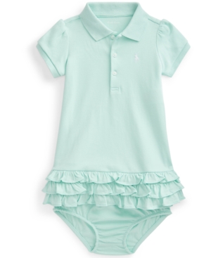 Ralph Lauren Baby Girls Ruffled Polo Dress Bloomer