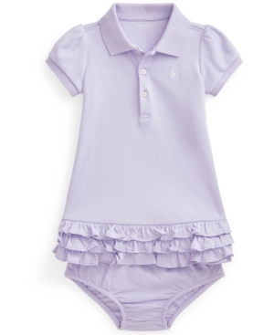 Ralph Lauren Baby Girls Ruffled Polo Dress Bloomer