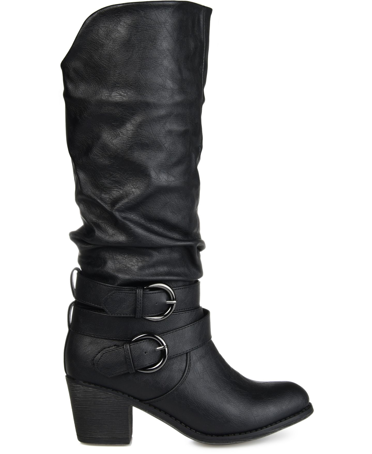 Женские ботинки Journee Collection Late Slouchy Block Heel Boots, Regular & Wide Calf, цвет: Чёрный — фото 2