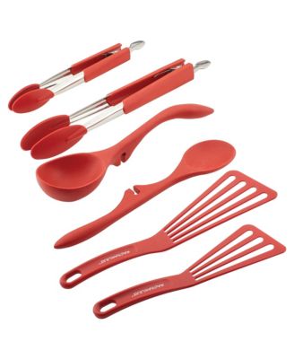 Rachael Ray - Tongs, Turners, Ladle and Spoon Kitchen Utensil Set, 6-Pc., Red