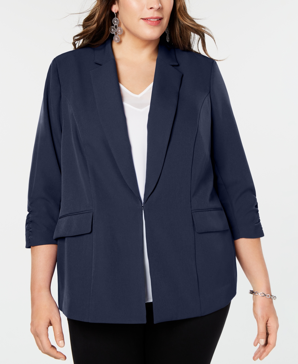Macy's womens plus size blazers best sale