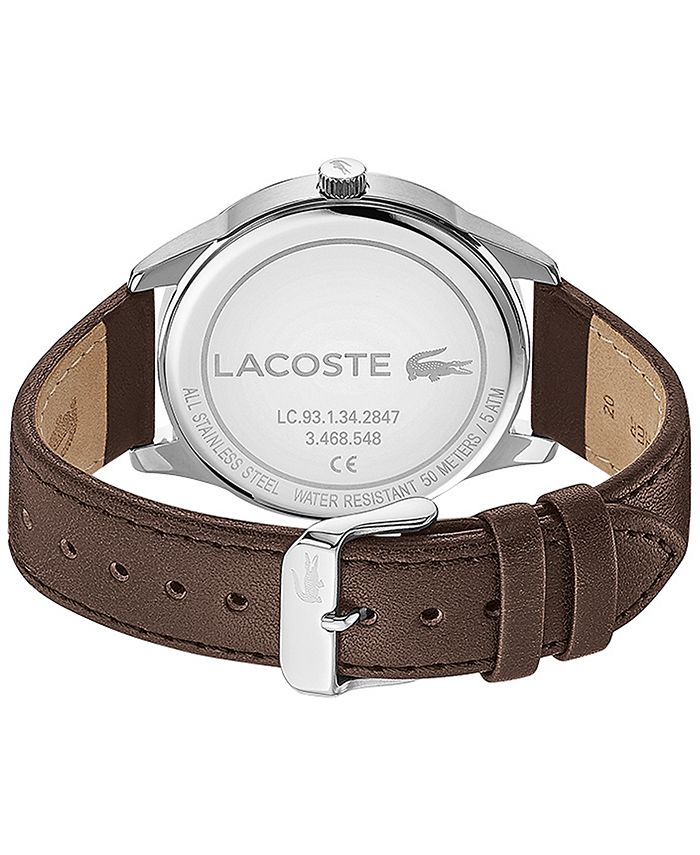 Lacoste Men's Vienna Brown Leather Strap Watch 42mm Macy's