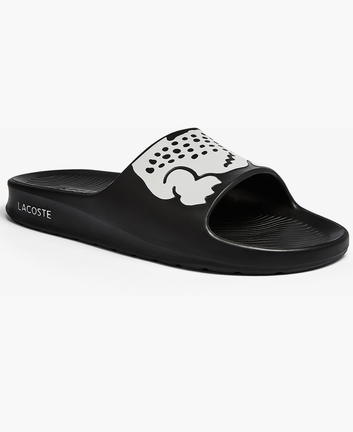 Lacoste Men's Croco 2.0 Slide Sandals In Black,white