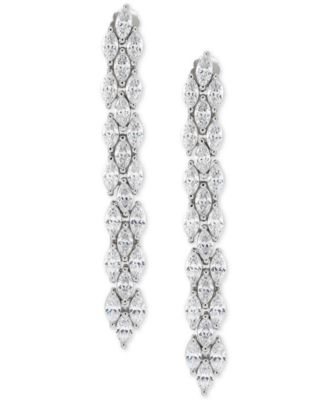Cubic Zirconia Linear Drop Earrings in Sterling Silver